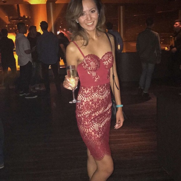 Red Lace Bebe Dress - Picture 1 of 5